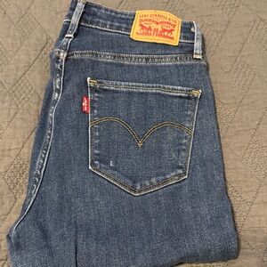 Levi's High Rise Skinny Distressed Blue Denim Jeans